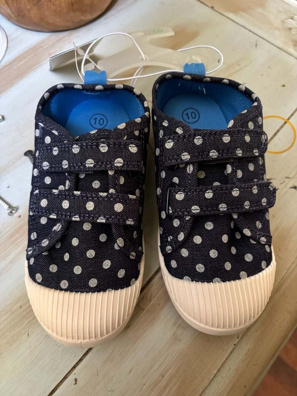 Cat & Jack Toddler Parker Sneakers Navy Blue Polka Dot Size 10